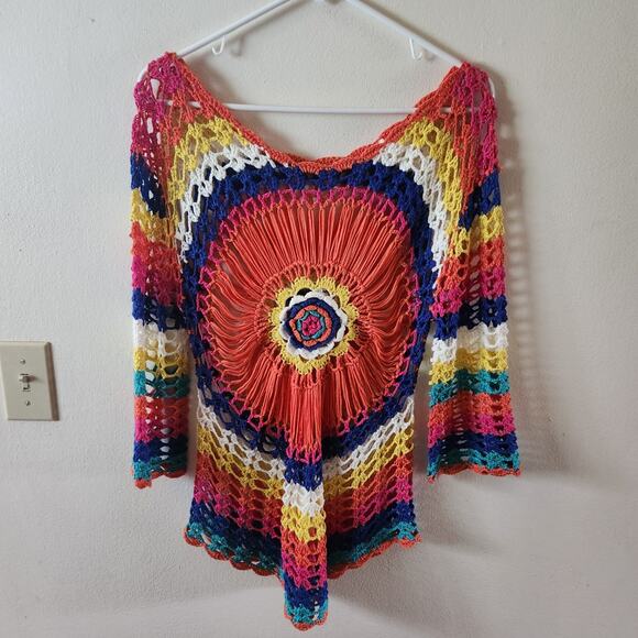 Multicolored crotched top/beach cover up - Picture 2 of 2